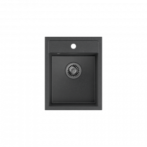 QUADRON JOHNNY 90 GraniteQ zlewozmywak granitowy black dotted (czarny) 1-komorowy z/o (39x50x20), z syfonem stal szlachetna HCQJ3950CZK