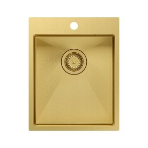 Quadron RUSSEL 90 SteelQ zlewozmywak PVD R10 złoty z syfonem kol. złoty 1-komorowy b/o HB4050PVDBSG1