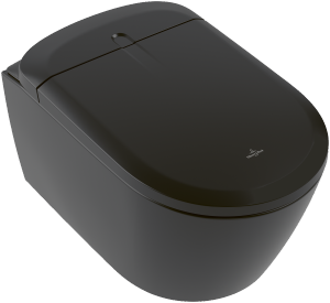 Villeroy & Boch Supreo Select toaleta myjąca wisząca bez kołnierza ze spłukiwaniem wirowym CeramicPlus Pure Black V16EN3R7