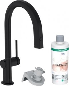 Hansgrohe Aqittura M91 Bateria kuchenna z wyciąganą wylewką z filtrem czarny mat 76801670