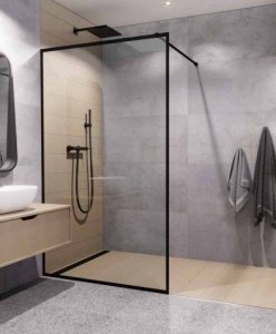 JELLOW TEINE ŚCIANKA WALK-IN 120/200, CZARNA, SZKŁO CZYSTE Z RAMKĄ // KNG.KN-02-W-33-120