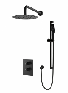 VEDO DESSO NERO Kompletny system natryskowy podtynkowy IV TERMO deszczownica o śr. 30 cm VBD4224/30/CZ/TERMO czarny mat