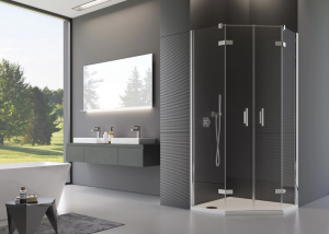 Ronal Sanswiss ścianka boczna do kabiny pięciokątnej 100,1-160x0-200 cm, szkło satyna, profile chrom PUT52SM21049