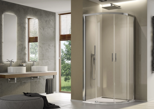 Ronal kabina półokrągła z drzwiami rozsuwanymi 80x200 cm, szkło przezroczyste, profile biały TLSR550800407