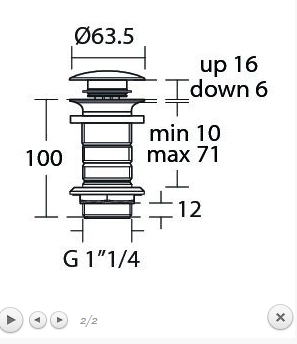 Ideal Standard Ipalyss Korek umywalkowy klik klak chrom E1483AA