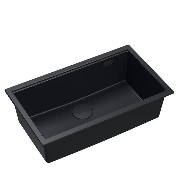 Quadron LOGAN 110 GraniteQ zlewozmywak pure carbon 76x44x23,5 cm 1-komorowy podwieszany z syfonem manualnym pure carbon HQD7644U7BLMU