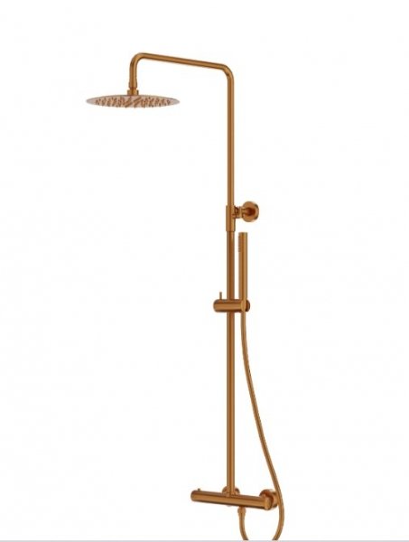 Lavita Natynkowy zestaw prysznicowy z deszczownicą Orion Brushed Copper 5900378357322