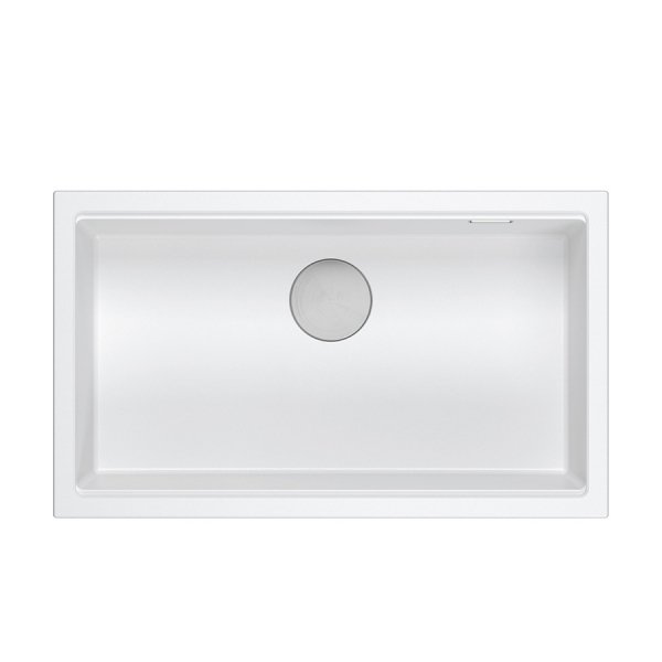 Quadron LOGAN 110 GraniteQ zlewozmywak snow white 76x44x23,5 cm 1-komorowy podwieszany z syfonem manualnym stal szlachetna HQD7644U1BSU