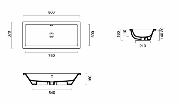 Catalano ZERO 80X37 umywalka wpuszczana/podblatowa biały połysk 18037ZE00/0124810001 