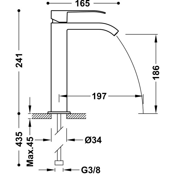 Tres Cuadro bateria umywalkowa  chrom 00661001