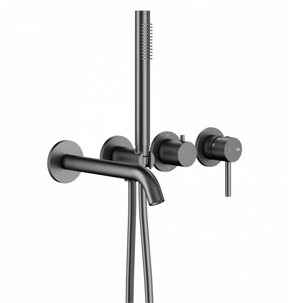 KFA MOZA GUN METAL GREY zestaw wannowy podtynkowy z baterią 3-otworową 2-funkcyjną 503941161
