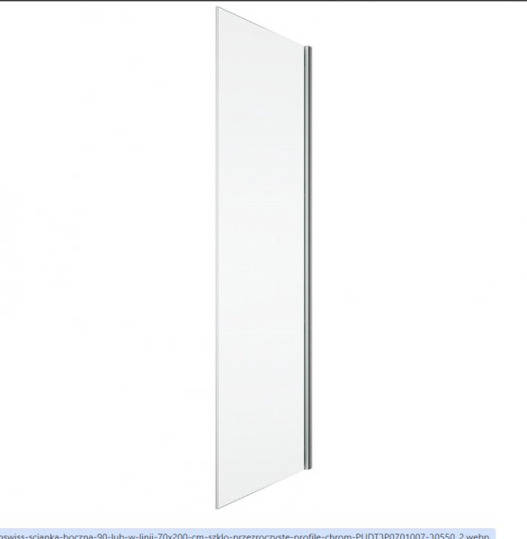 Ronal Sanswiss ścianka boczna 90° lub w linii 80x200 cm, szkło satyna, profile chrom PUDT3P0801049