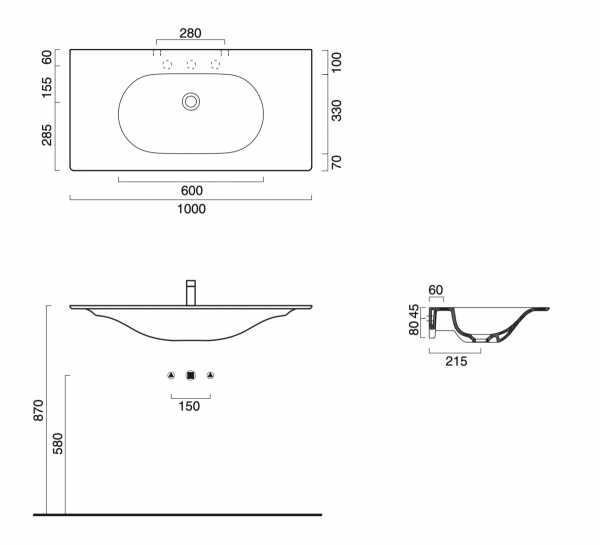 Catalano SFERA 100x50 umywalka prostokątna biały mat 1100HZBM/0521010021