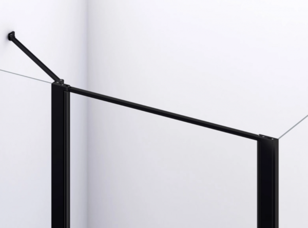 Ronal drzwi wahadłowe na wymiar jednoczęściowe ze ścianką stałą w linii 90-160x0-200 cm, szkło przezroczyste, profile BLACK LINE czarny mat D22T31SM10607