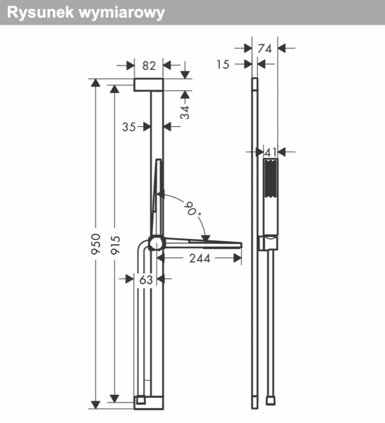 Hansgrohe Pulsify E Zestaw prysznicowy 100 1jet EcoSmart z drążkiem 90 cm czarny mat 24381670