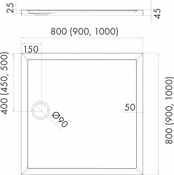 Schedline Brodzik akrylowy Sharper Cement Stone 90x90x4,5 cm, kwadratowy, Gwarancja 7 lat 3S.S2K-9090/CT/ST