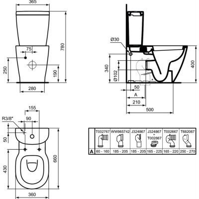 Ideal Standard Connect miska WC kompaktowa stojąca biała E803701