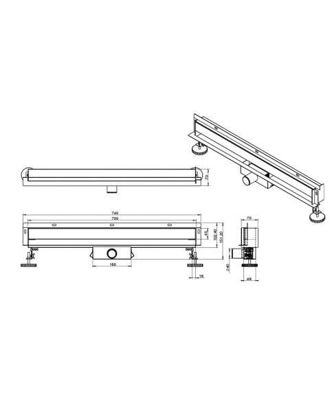 Lavita Odpływ liniowy ścienny Flux Chrome 700 5900378370550