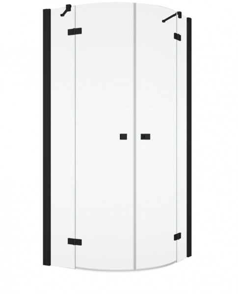 Ronal kabina półokragła dwuczęściowa 90x200 cm, szkło przezroczyste, profile BLACK LINE czarny mat ANR550900607