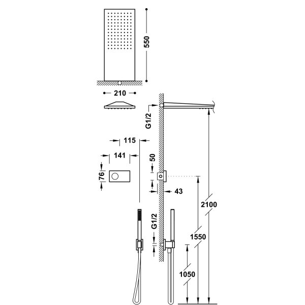 Tres SHOWER TECHNOLOGY ZESTAW ELEKTRONICZNEJ BATERII TERMOSTATYCZNEJ PODTYNKOWEJ 2-DROŻNEJ SHOWER TECHNOLOGY BLUE EDITION PRYSZNICOWE-09286551OPM