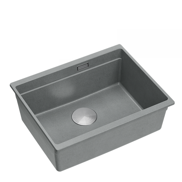 Quadron LOGAN 100 GraniteQ zlewozmywak silver stone 56x45x21,5 cm 1-komorowy podwieszany z syfonem manualnym stal szlachetna HQJ6045U5BSU