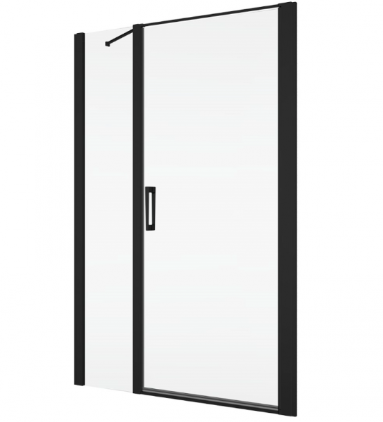 Ronal drzwi wahadłowe jednoczęściowe ze ścianką stałą w linii 120x200 cm, szkło przezroczyste, profile BLACK LINE czarny mat D22T31090300607