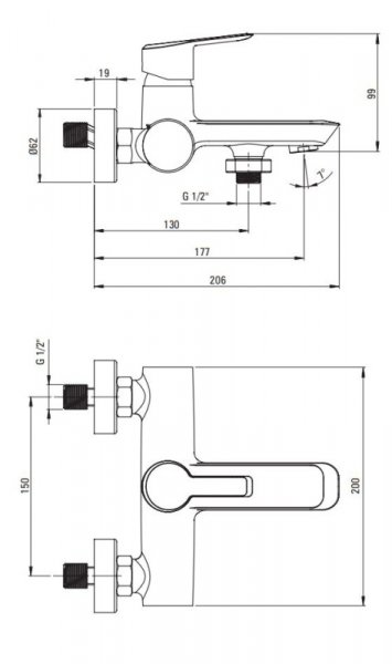 Deante Arnika Bateria wannowa natynkowa titanium BQAD10N