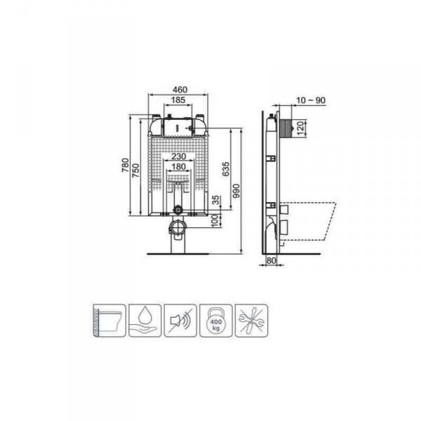 Ideal Standard prosys wc stelaż lekki 80m R014667