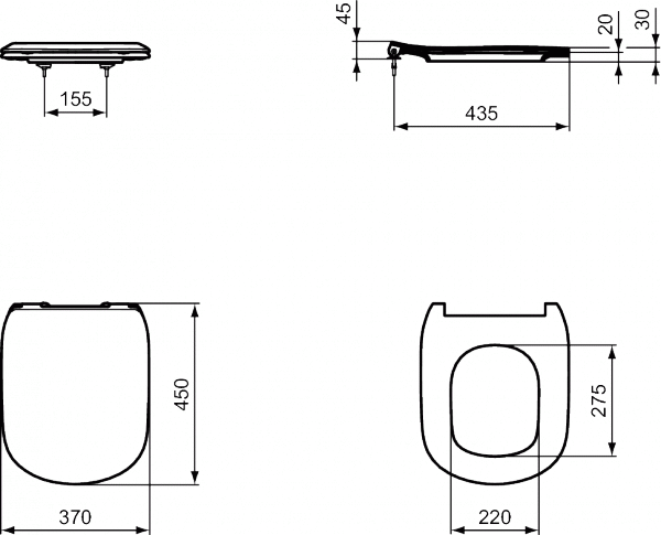 Ideal Standard Tesi deska sedesowa wolnoopadająca czarny mat T3527V3