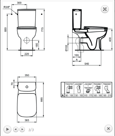 Ideal Standard Esedra Miska WC kompakt stojąca 36,5x66,5 cm, biała T283401