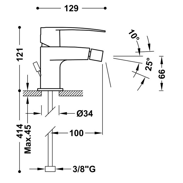 Tres Flat bateria bidetowa z korkiem 20412001D