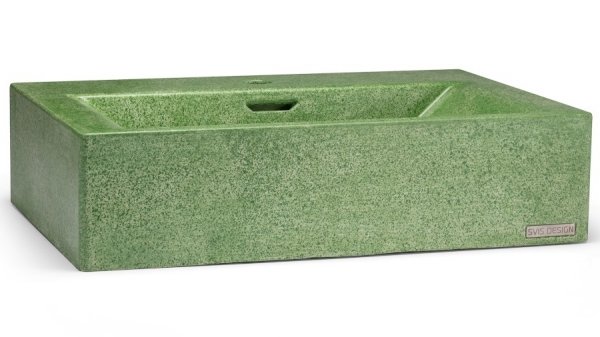 S.V.I.S. Design UMYWALKA 60 CM PYXIS BASIC Z PRZELEWEM, Z OTWOREM NA BATERIĘ - SPLASH, ZIELONY, LAKIER MATOWY