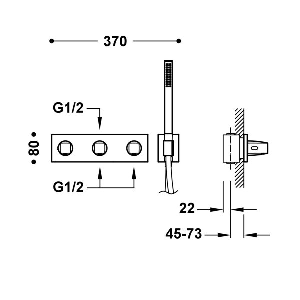 Tres B-SYSTEM Bateria termostatyczna podtynkowa 3-drożna B-system-30725301OM