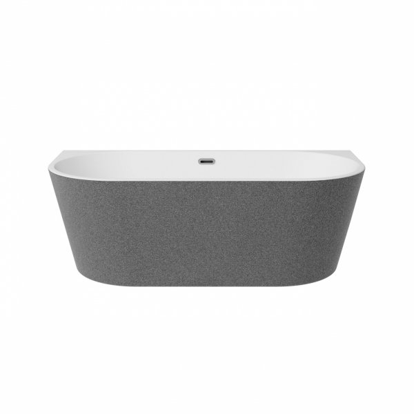 Besco Vica New Glam Srebrny wanna wolnostojąca 150 + klik-klak gun metal z przelewem slim WA150VNSG