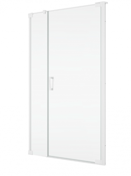 Ronal Sanswiss drzwi wahadłowe jednoczęściowe lewe ze ścianką stałą w linii 90x200 cm, szkło przezroczyste, profile WHITE LINE biały mat CA31CG0900907