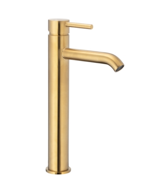 Kfa Armatura Moza Gold bateria umywalkowa wysoka, korek klik-klak złoty szczotkowany 503261231  