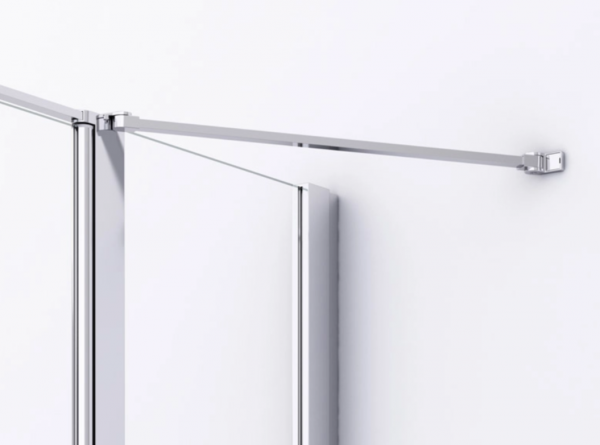 Ronal drzwi wahadłowe dwuczęściowe na wymiar ze ścianką stałą w linii 90-150x0-200 cm, szkło przezroczyste, profile Srebrny połysk D22T32SM15007