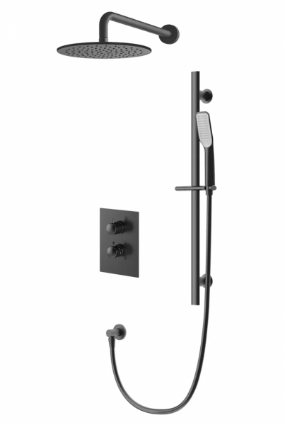 VEDO ALETTA NERO Kompletny system natryskowy podtynkowy IV TERMO deszczownica o śr. 25 cm VBA5224/25/CZ/TERMO czarny mat