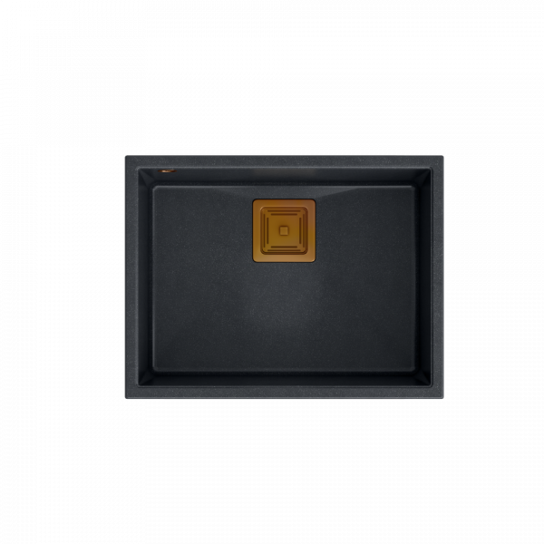Quadron David 50 zlewozmywak granitowy 1-komora 55x42 cm black diamond/elementy miedziane HQD5542U8C1