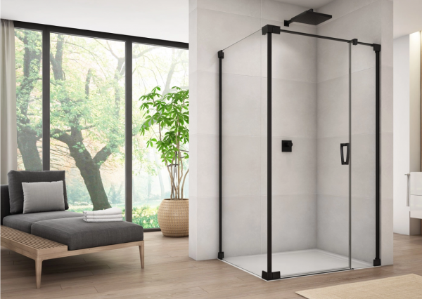 Ronal Sanswiss ścianka boczna 100x200 cm, szkło przezroczyste, profile BLACK LINE czarny mat CAT21000607