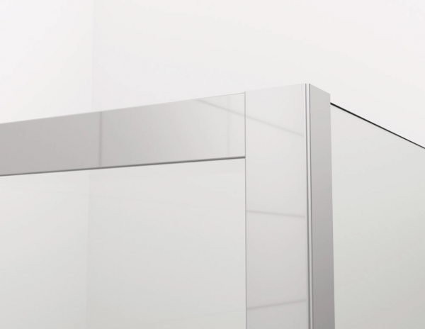 Ronal drzwi wahadłowe dwuczęściowe ze ścianką stałą w linii 140x200 cm, szkło przezroczyste, profile Srebrny połysk D22T32080605007