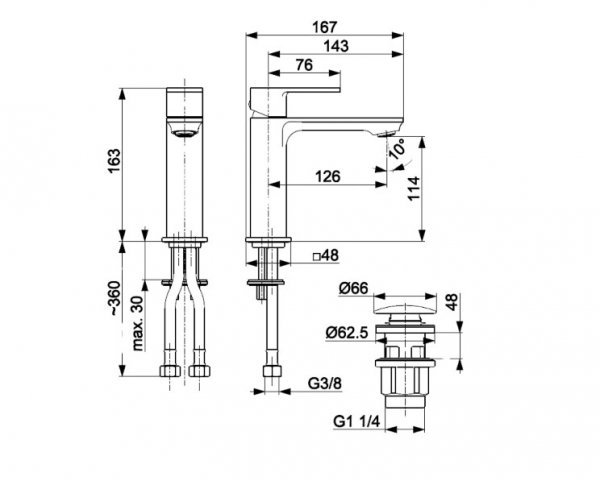 KFA Armatura Dust bateria umywalkowa chrom 16.3 cm z korkiem klik-klak 93832042