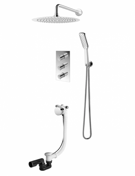 VEDO CENTO CROMO Kompletny system wannowo-natryskowy podtynkowy II TERMO deszczownica o śr. 250 mm VBC1232/25/CH/TERMO chrom
