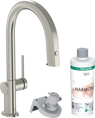 Hansgrohe Aqittura M91 Bateria kuchenna z wyciąganą wylewką z filtrem stal szlachetna szczotkowana 76800800