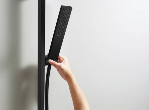 Hansgrohe Pulsify E Zestaw prysznicowy 100 1jet EcoSmart+ z drążkiem 65 cm czarny mat 24371670