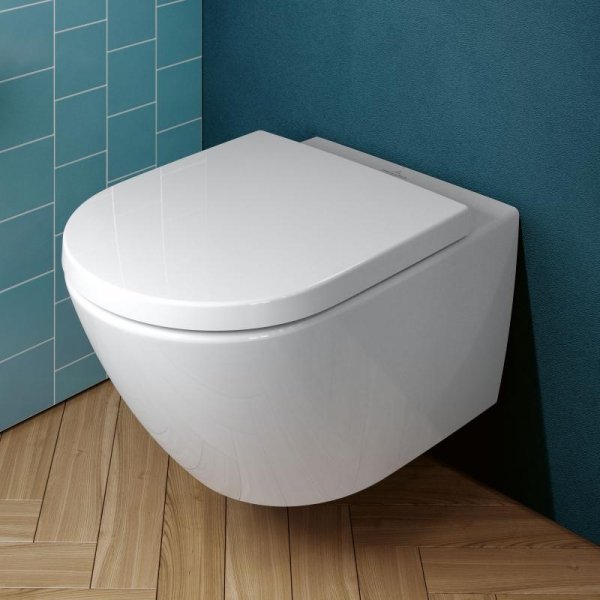 Villeroy &amp; Boch Subway 3.0 Zestaw Combi-Pack Toaleta WC 56x37 cm bez kołnierza + deska wolnoopadająca biała Ceramicplus 4670TSR1  VB091104