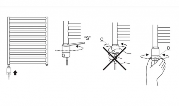 Termix Grzałka GTX 600W z elektronicznym termostatem do grzejników łazienkowych GTX600ZL złoty