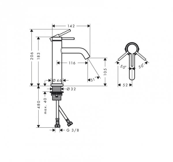 Hansgrohe Tecturis S Jednouchwytowe baterie umywalkowe Brąz Szczotkowany 73311140