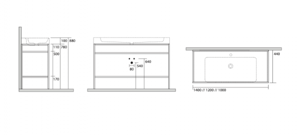 Kerasan 924631 struktura stojąca CENTO 140X45 NERO MATT