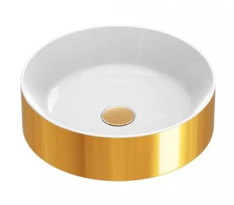 Catalano Zero umywalka nablatowa okrągła 45 cm biały/złoty 0123450042